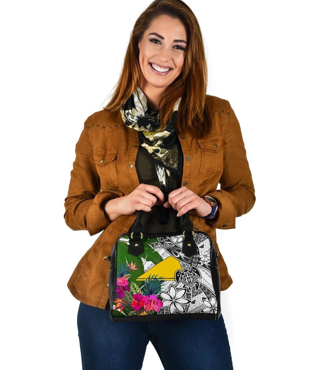 Tokelau Shoulder Handbag White - Turtle Plumeria Banana Leaf