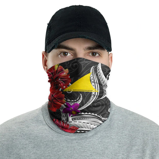 Tokelau Neck Gaiter Tropical Flower with Polynesian Pattern