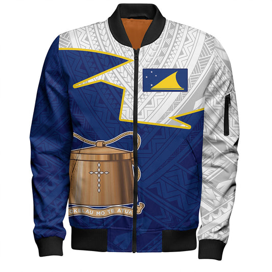 Tokelau Bomber Jacket Polynesian Tattoo Flag And Coat Of Arms