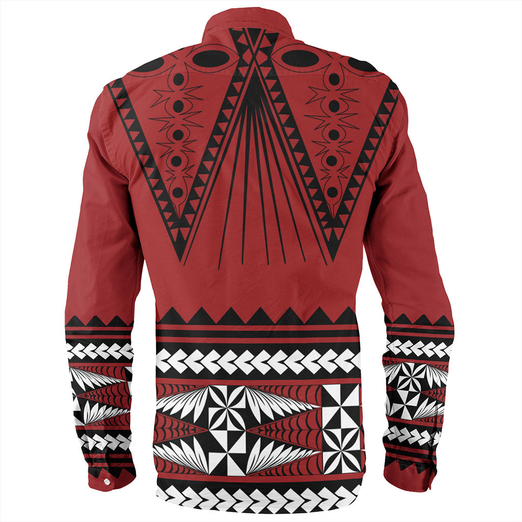 Tonga Long Sleeve Shirt Polynesia Island Ngatu Pattern Style