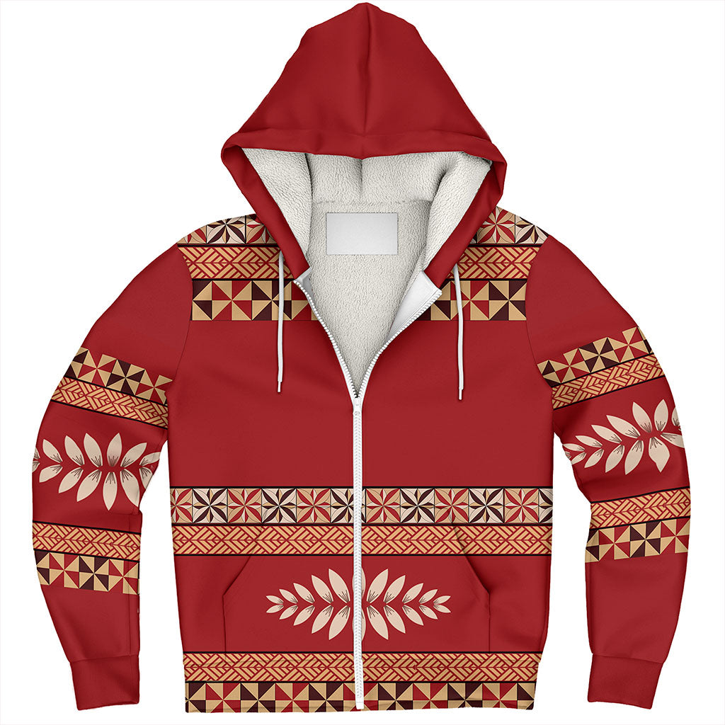 Tonga Sherpa Hoodie Ngatu Design Pattern