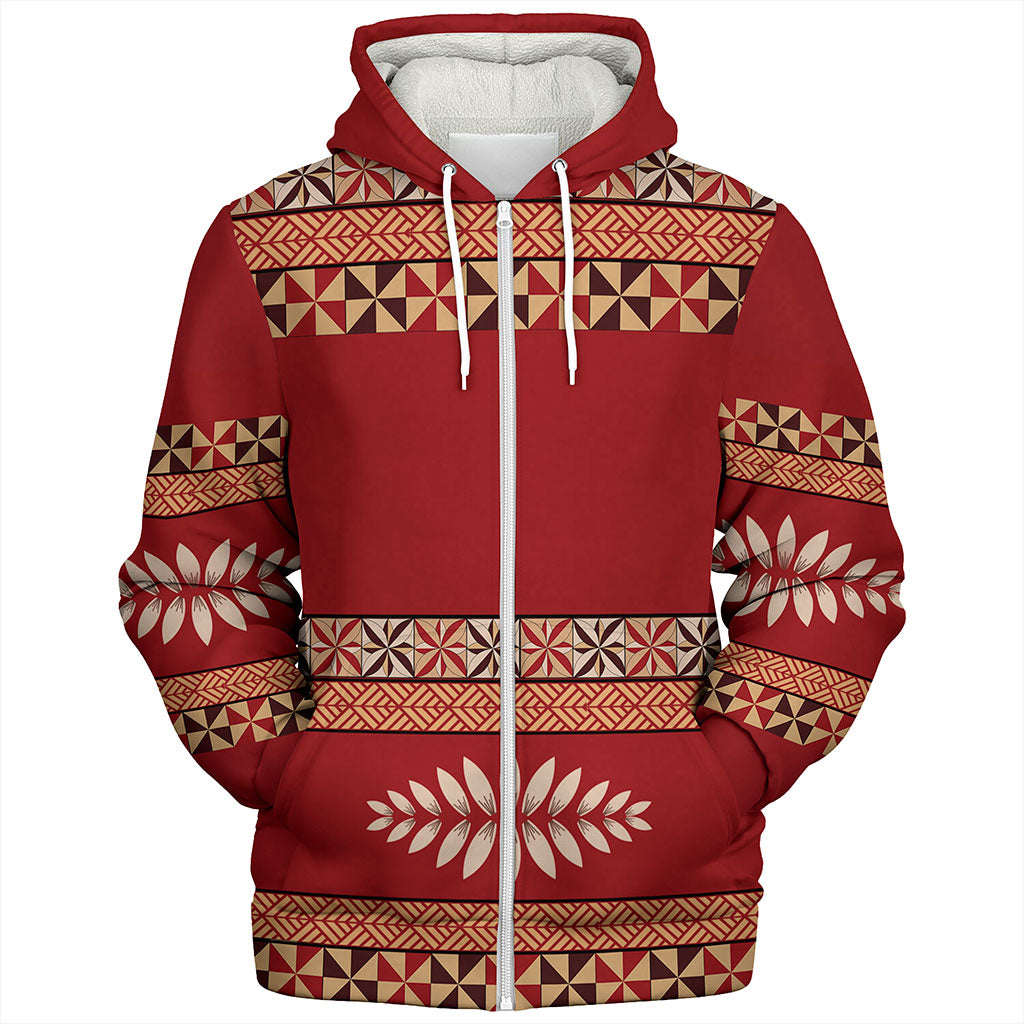 Tonga Sherpa Hoodie Ngatu Design Pattern
