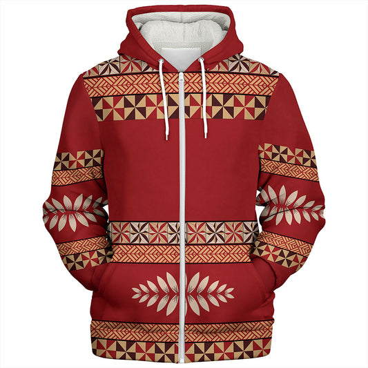 Tonga Sherpa Hoodie Ngatu Design Pattern