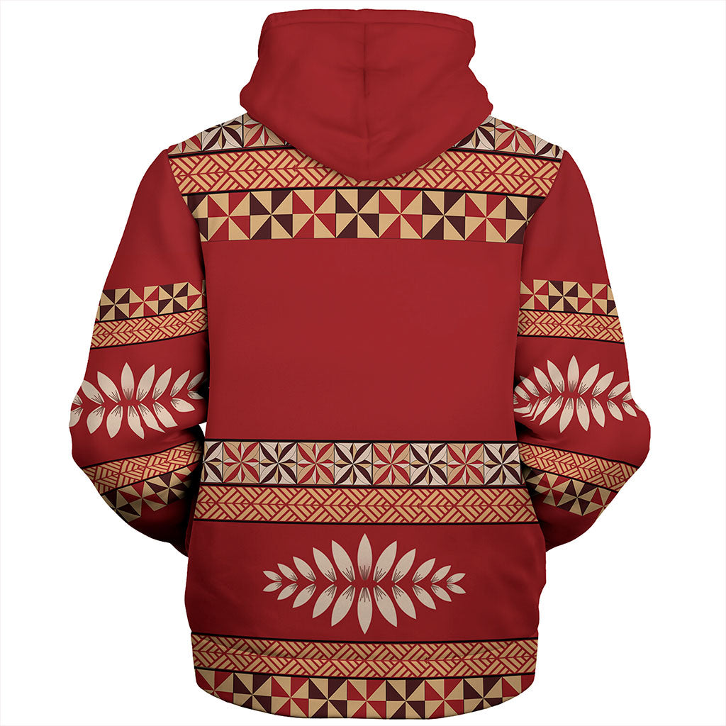 Tonga Sherpa Hoodie Ngatu Design Pattern