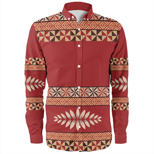Tonga Long Sleeve Shirt Ngatu Design Pattern