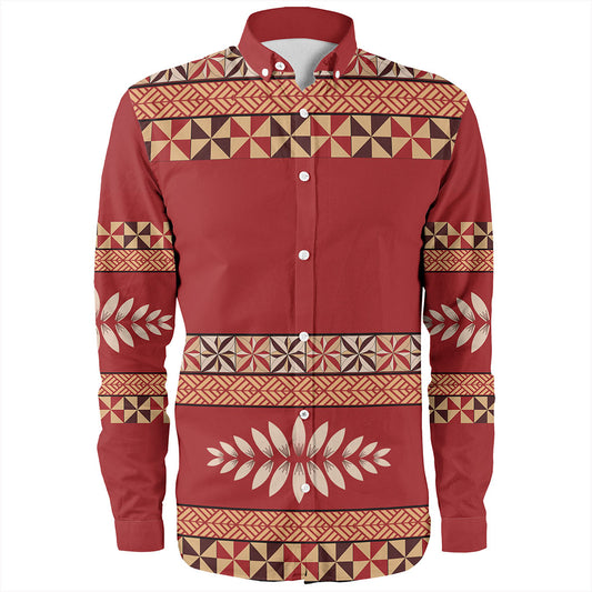 Tonga Long Sleeve Shirt Ngatu Design Pattern