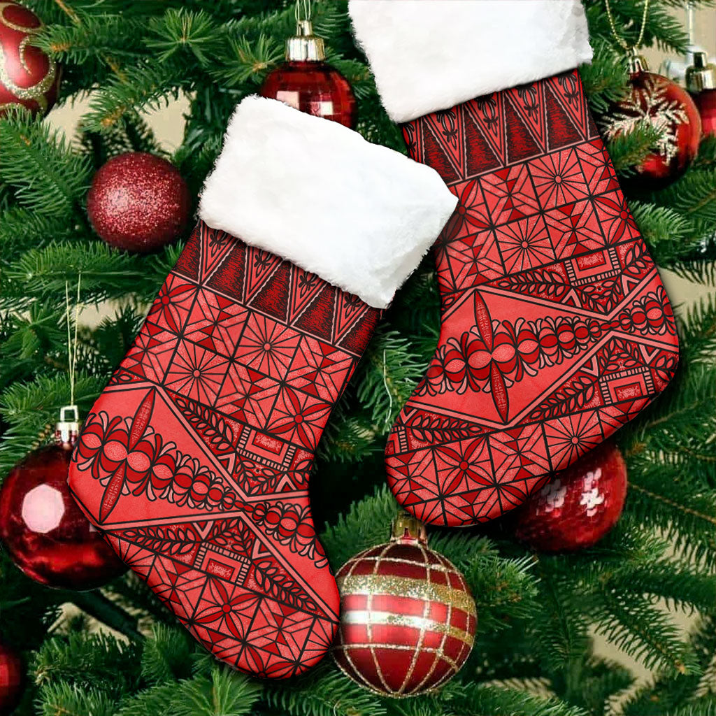 Tonga Christmas Stocking Ngatu Fabric Red