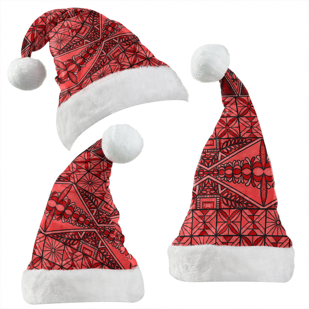 Tonga Christmas Hat Ngatu Fabric Red