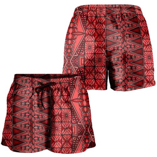 Tonga Women Shorts Ngatu Fabric Red