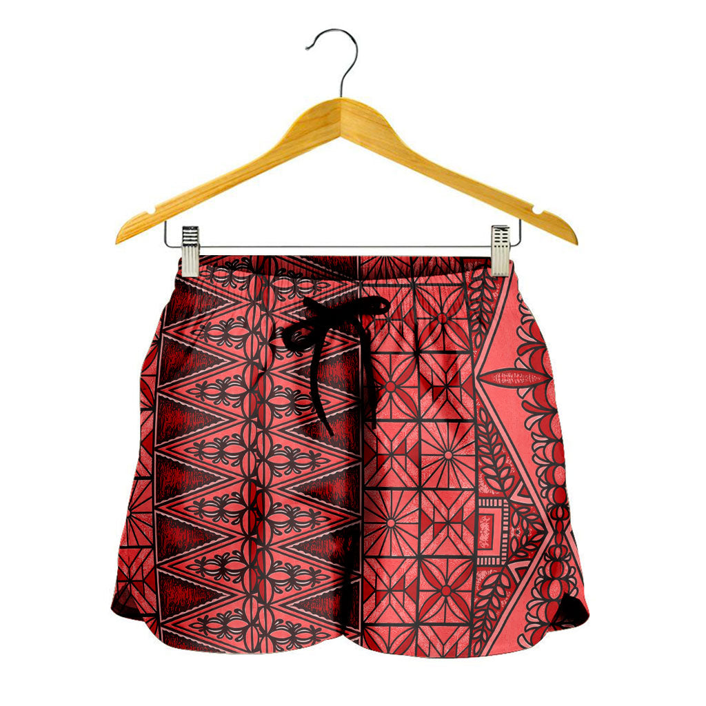 Tonga Women Shorts Ngatu Fabric Red