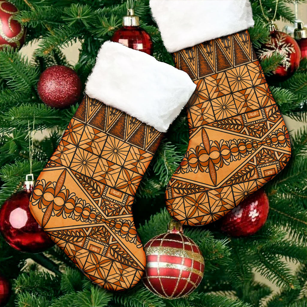 Tonga Christmas Stocking Ngatu Fabric Vintage