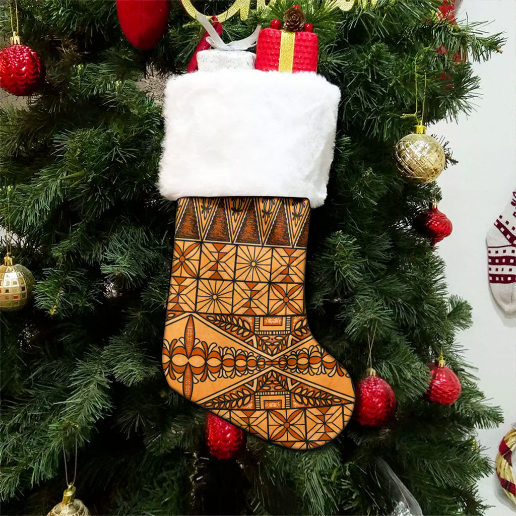Tonga Christmas Stocking Ngatu Fabric Vintage