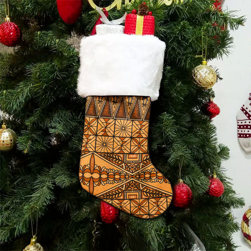 Tonga Christmas Stocking Ngatu Fabric Vintage