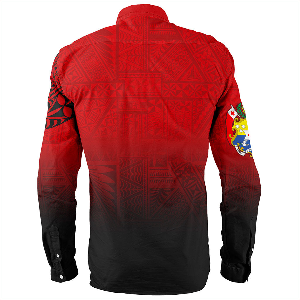 Tonga Long Sleeve Shirt Tattoo Ngatu Coat Of Arms Tribal