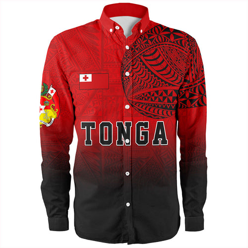 Tonga Long Sleeve Shirt Tattoo Ngatu Coat Of Arms Tribal