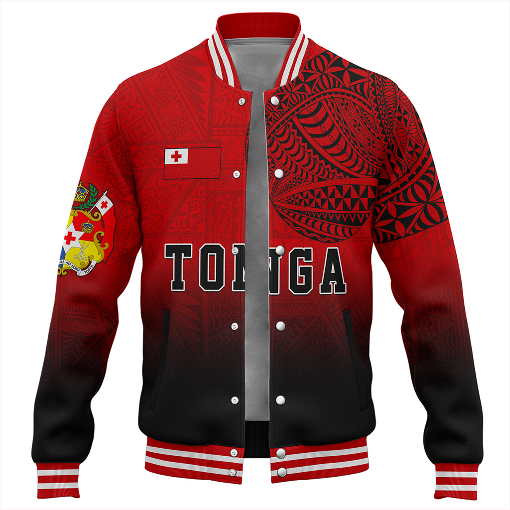 Tonga Baseball Jacket Tattoo Ngatu Coat Of Arms Tribal