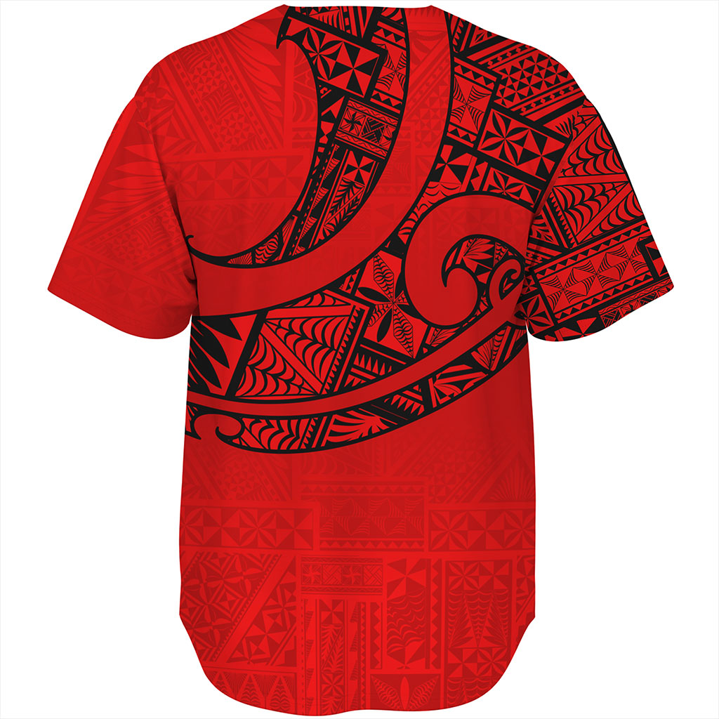 Tonga Baseball Shirt Custom Ngatu Tribal Tattoo Style