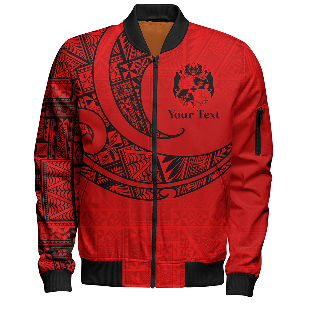 Tonga Bomber Jacket Custom Ngatu Tribal Tattoo Style
