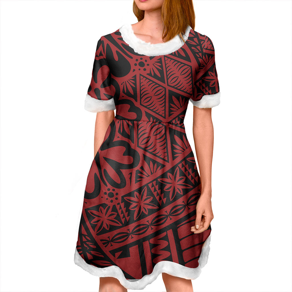 Tonga Women and Kid Christmas Dress Kupesi Ngatu