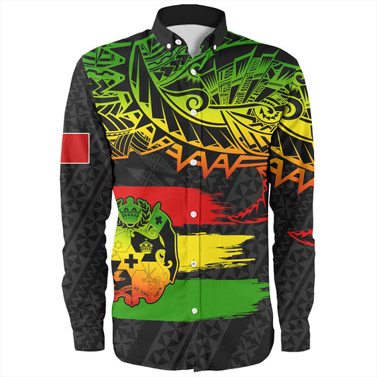 Tonga Long Sleeve Shirt Tribal Polynesian Grunge Reggae