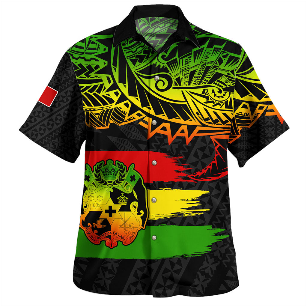 Tonga Hawaiian Shirt Tribal Polynesian Grunge Reggae