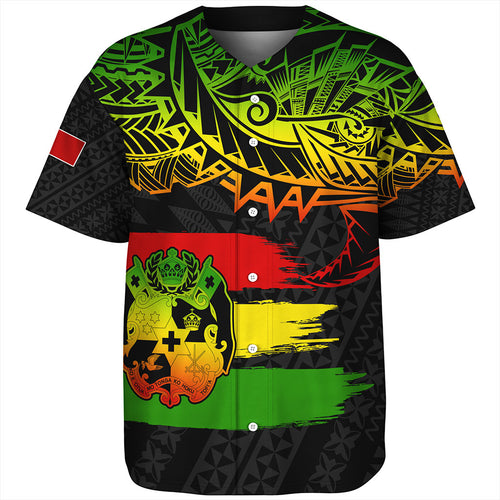 Tonga Baseball Shirt Tribal Polynesian Grunge Reggae
