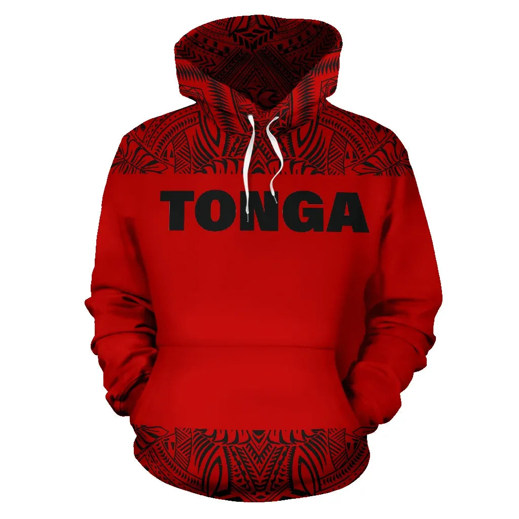 Tonga All Over Hoodie - Polynesian Red And Black