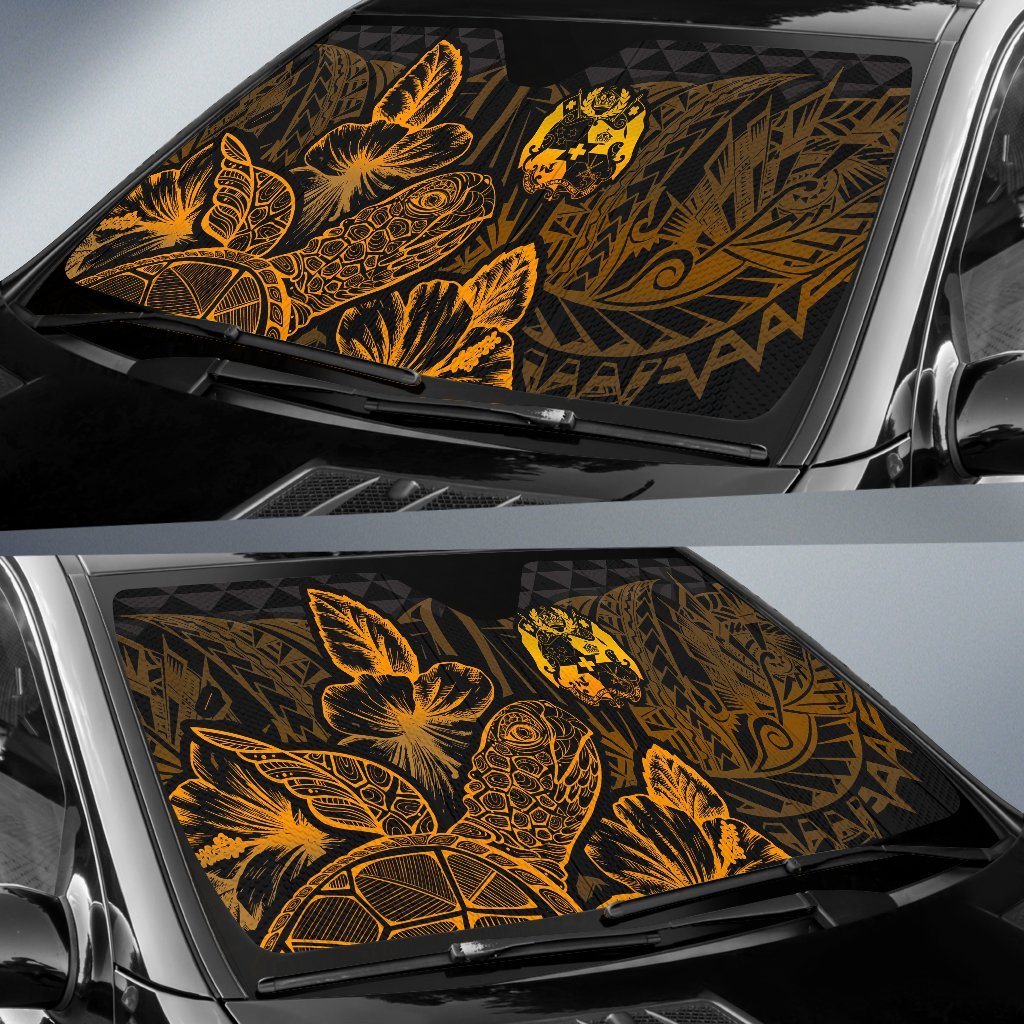 Tonga Auto Sun Shades Turtle Hibiscus Gold