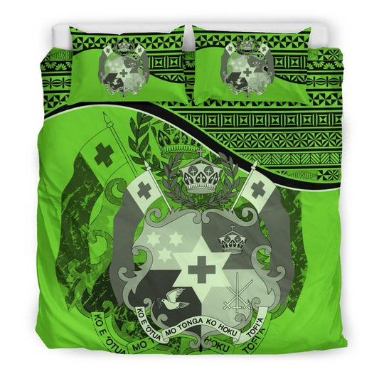 Tuvalu Duvet Cover Set - Coat Of Arms & Flag Green