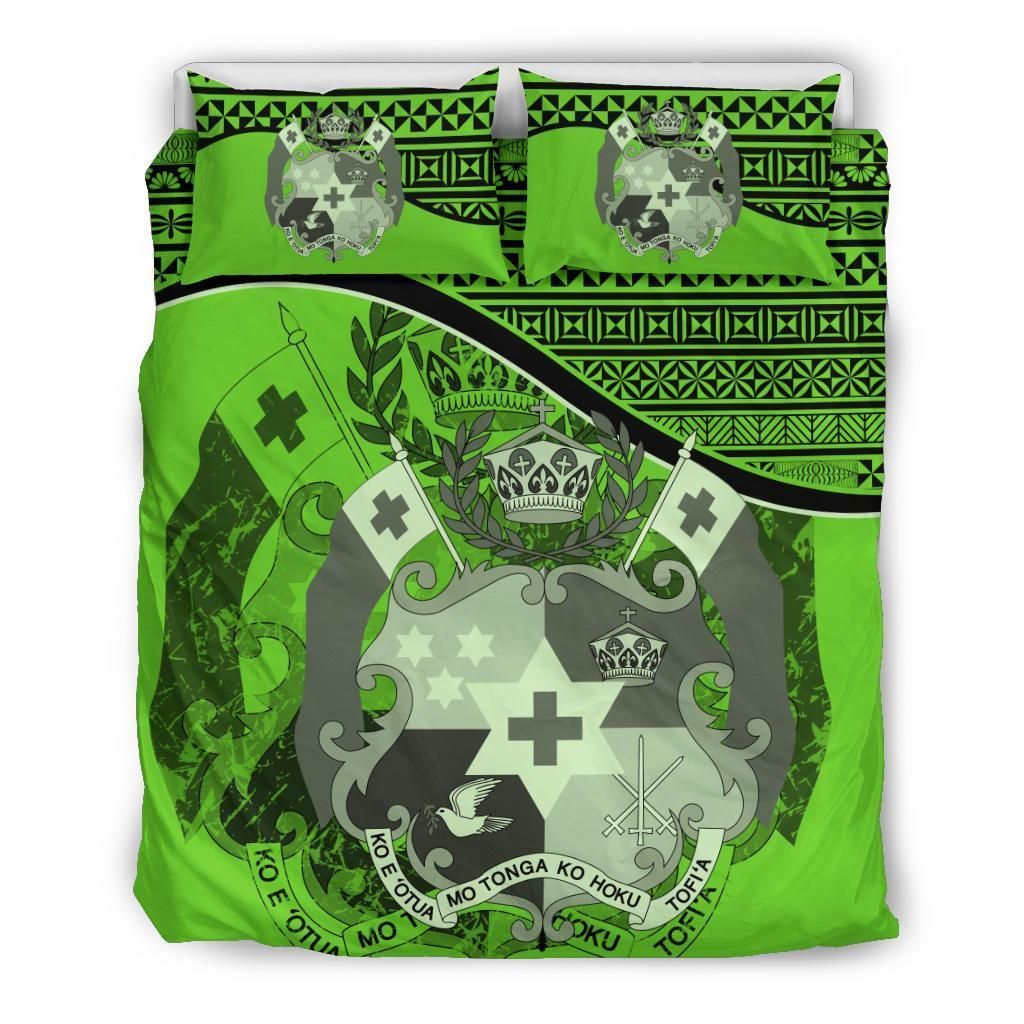 Tuvalu Duvet Cover Set - Coat Of Arms & Flag Green