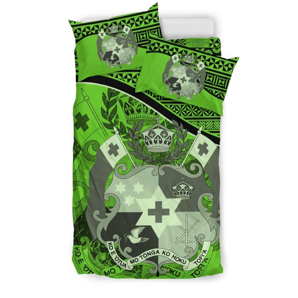 Tuvalu Duvet Cover Set - Coat Of Arms & Flag Green