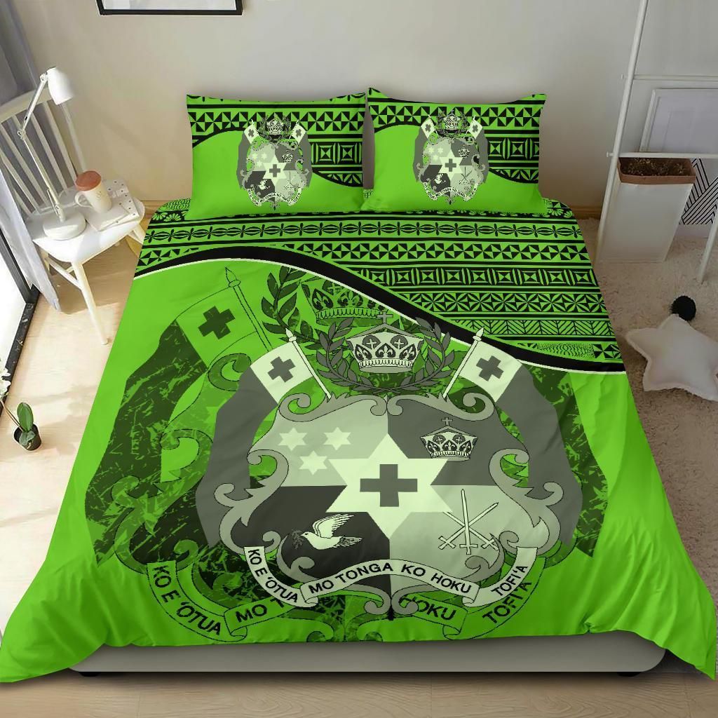 Tuvalu Duvet Cover Set - Coat Of Arms & Flag Green