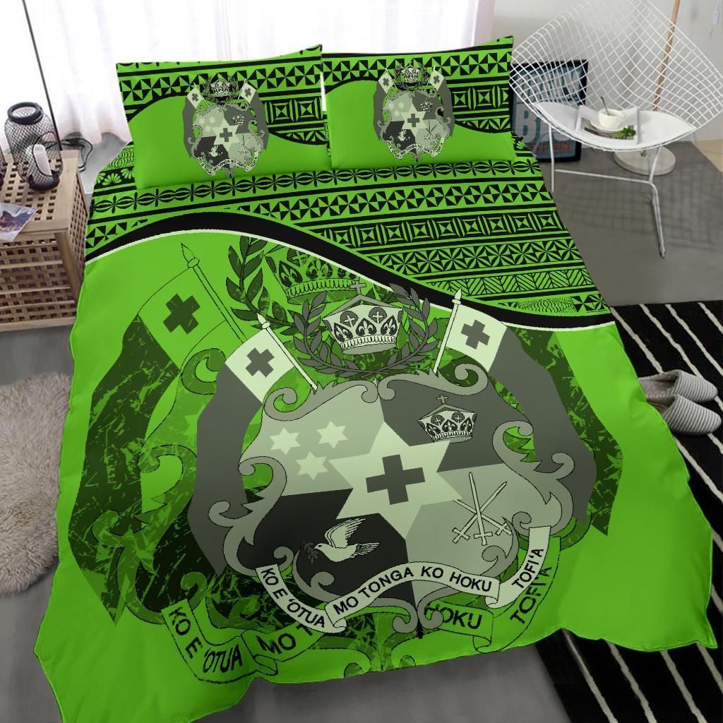Tuvalu Duvet Cover Set - Coat Of Arms & Flag Green