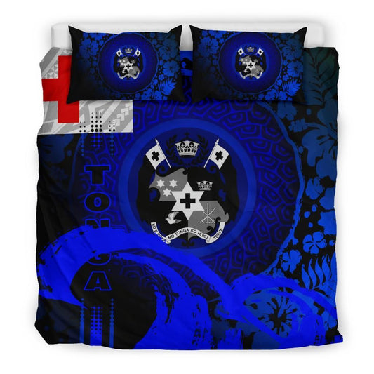 Tonga Duvet Cover Set - Hibiscus And Wave Blue