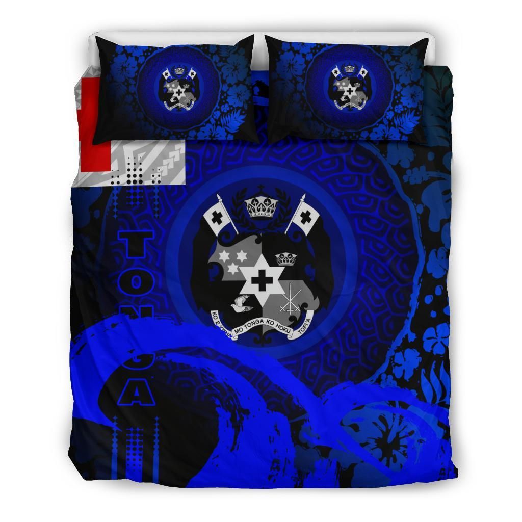 Tonga Duvet Cover Set - Hibiscus And Wave Blue