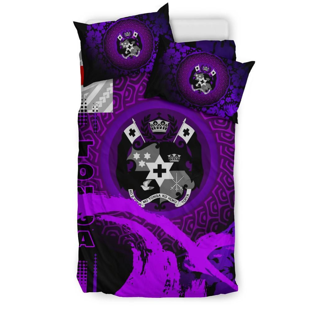Tonga Duvet Cover Set - Hibiscus And Wave Purple