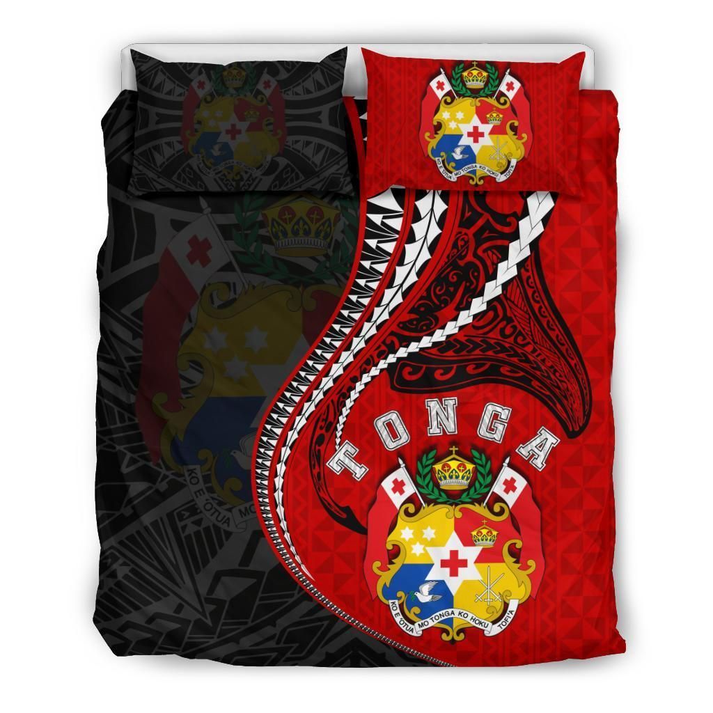 Polynesian Bedding Set - Tonga Duvet Cover Set Kanaloa Tatau Gen To (Black)