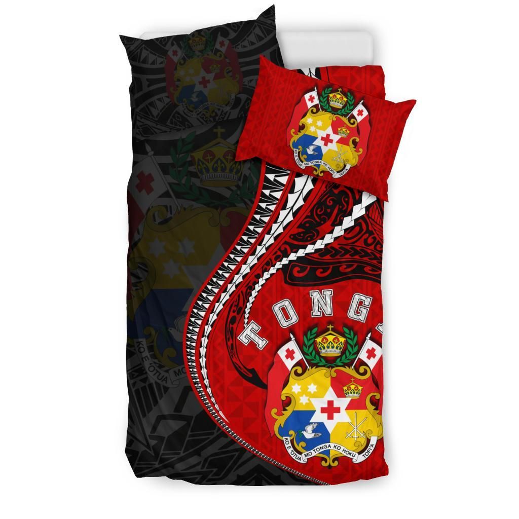 Polynesian Bedding Set - Tonga Duvet Cover Set Kanaloa Tatau Gen To (Black)