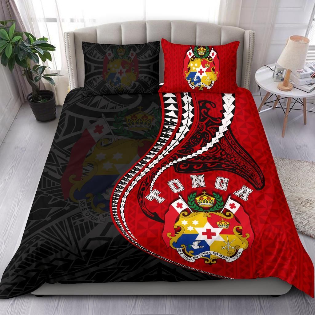 Polynesian Bedding Set - Tonga Duvet Cover Set Kanaloa Tatau Gen To (Black)