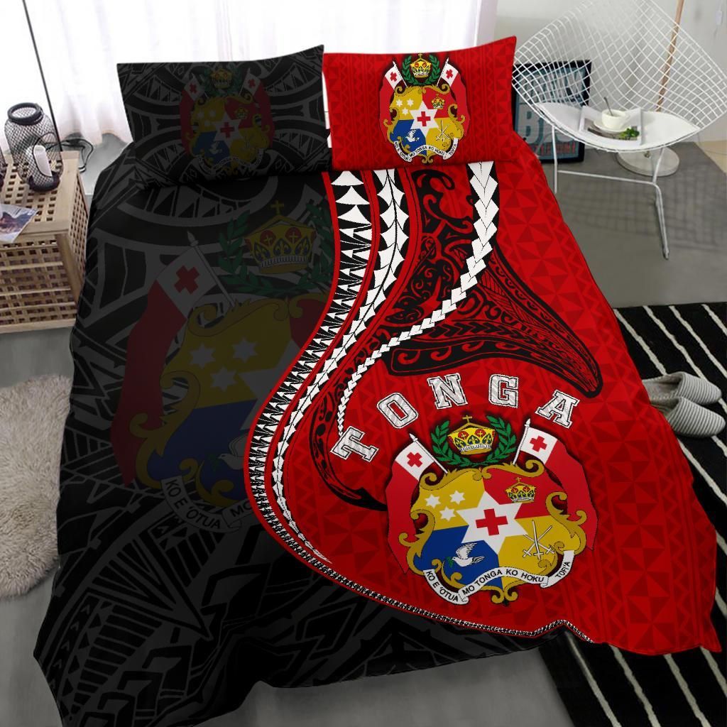 Polynesian Bedding Set - Tonga Duvet Cover Set Kanaloa Tatau Gen To (Black)