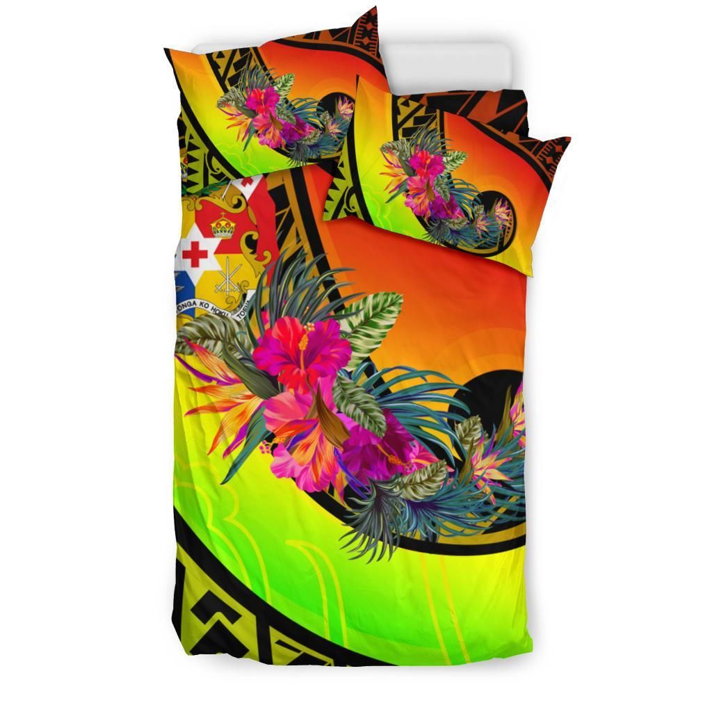 Tonga Bedding Set - Polynesian Hook And Hibiscus ( Reggae)