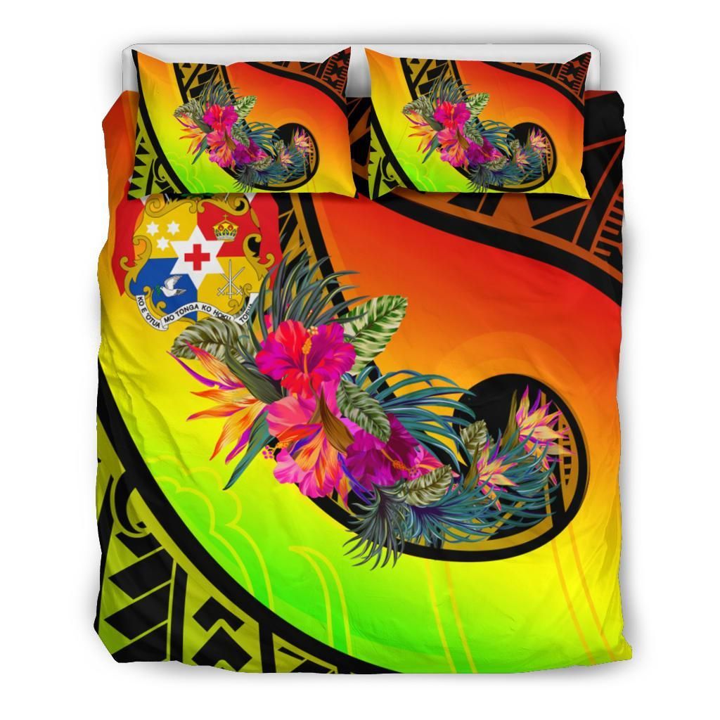 Tonga Bedding Set - Polynesian Hook And Hibiscus ( Reggae)