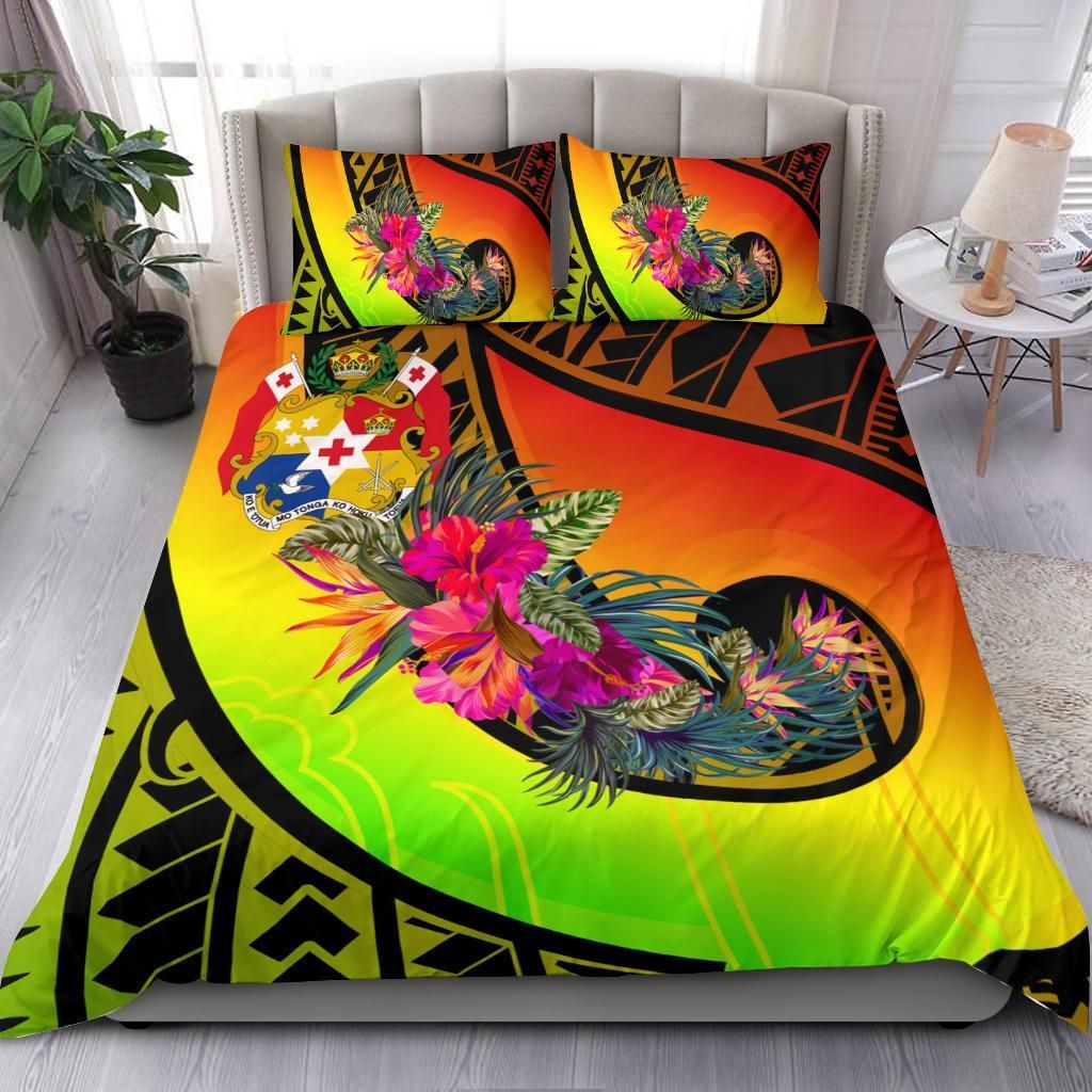 Tonga Bedding Set - Polynesian Hook And Hibiscus ( Reggae)