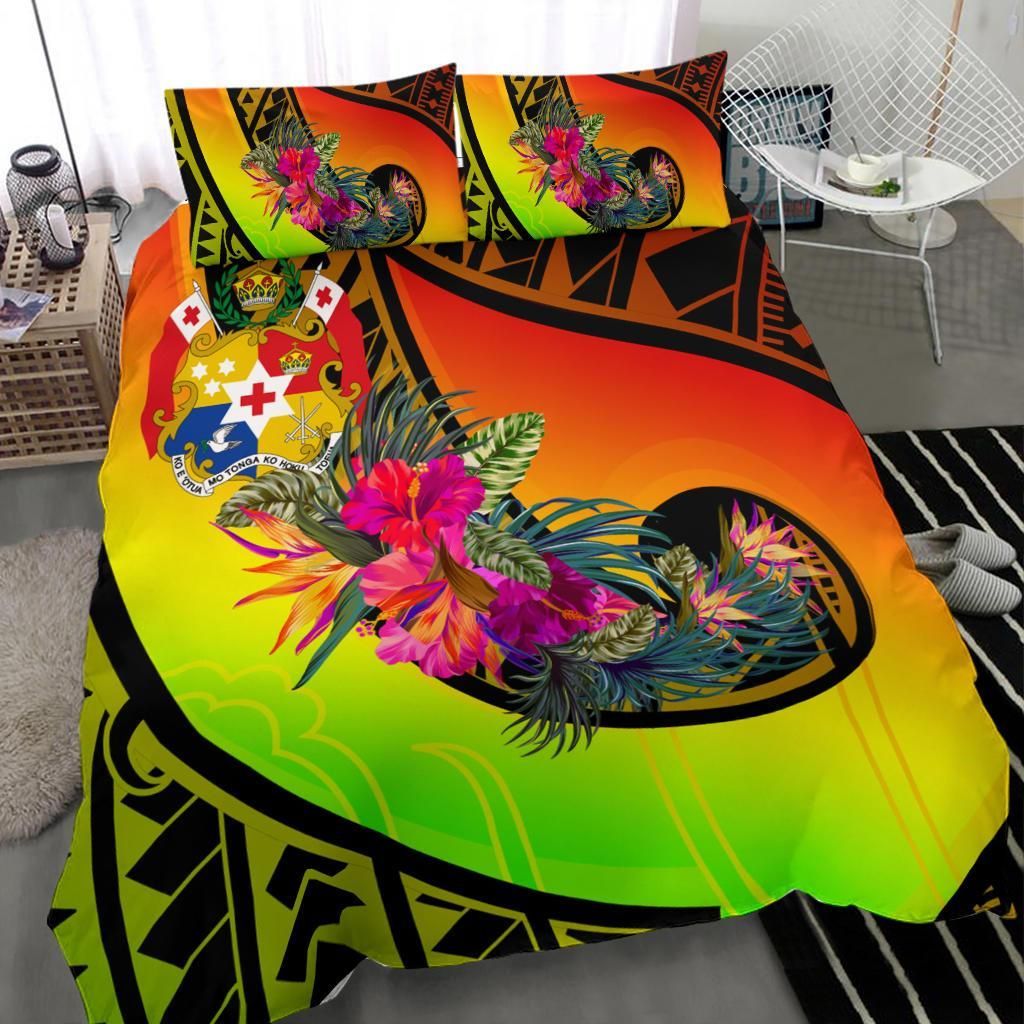 Tonga Bedding Set - Polynesian Hook And Hibiscus ( Reggae)