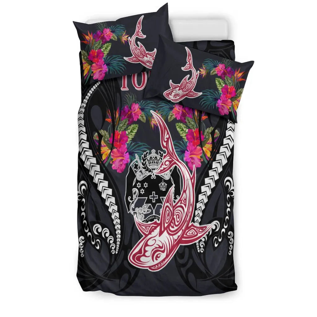 Tonga Bedding Set - Polynesian Shark Hibiscus Flower