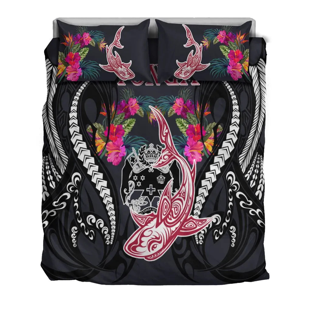 Tonga Bedding Set - Polynesian Shark Hibiscus Flower