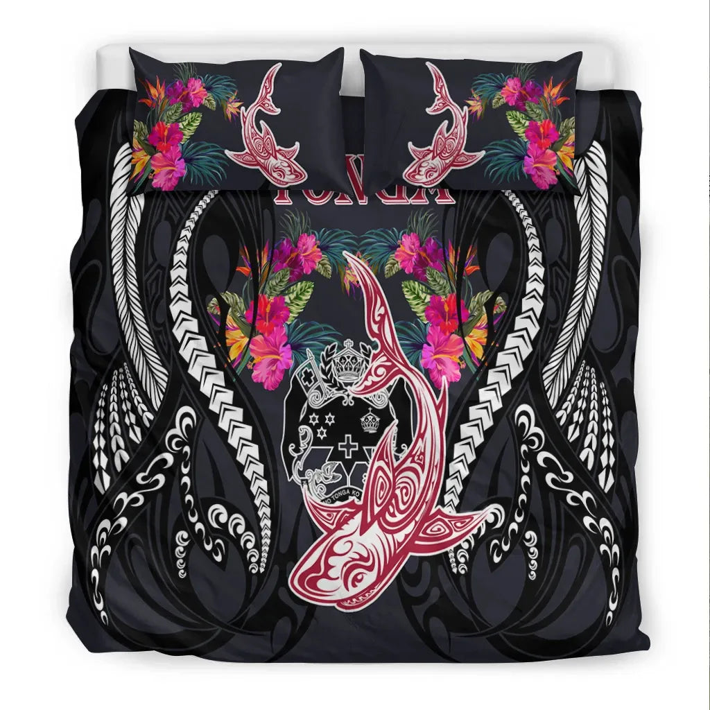 Tonga Bedding Set - Polynesian Shark Hibiscus Flower