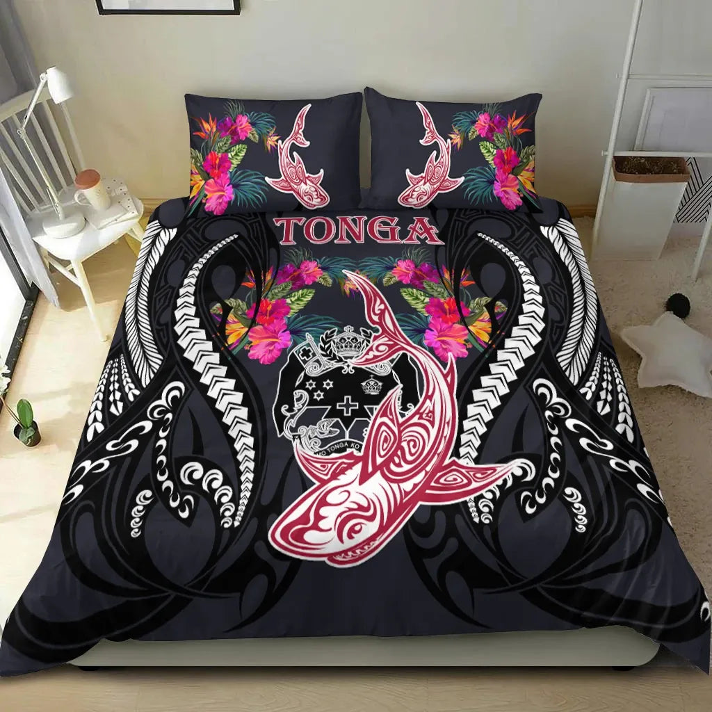 Tonga Bedding Set - Polynesian Shark Hibiscus Flower