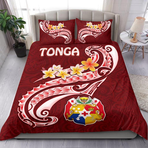 Tonga Bedding Set - Tonga Coat Of Arms With Polynesian Patterns