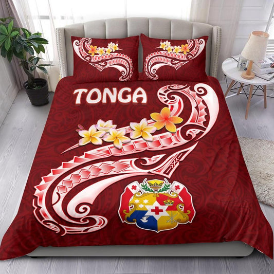 Tonga Bedding Set - Tonga Coat Of Arms With Polynesian Patterns